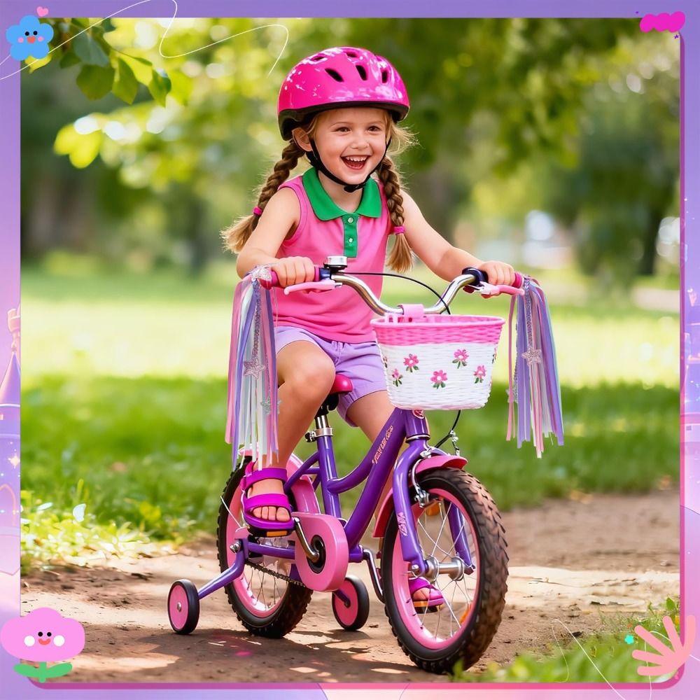 1pair Colorful Bike Tassels Ribbon Style Scooter Tassels Sparkly Handlebar Streamers Scooter