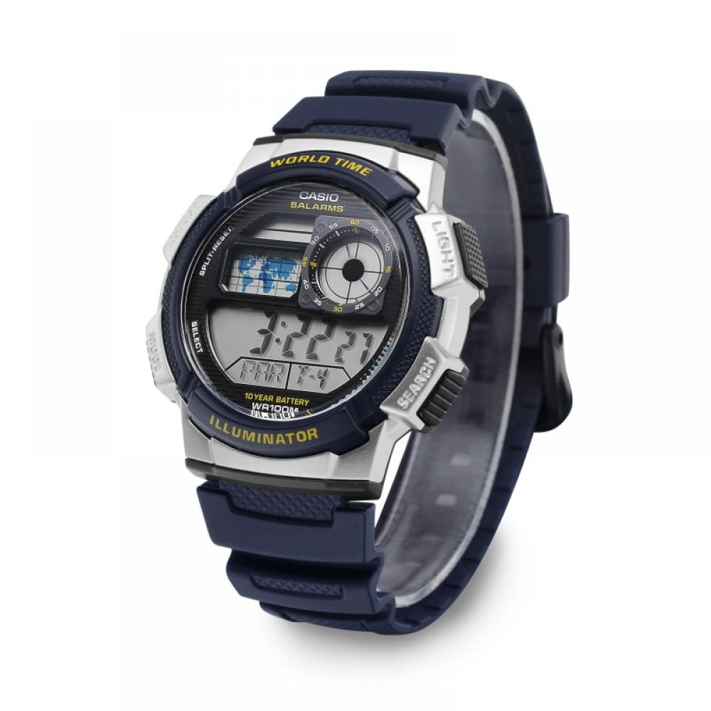 Casio Ae 1000w 2avdf  Ae 1000w 2a  Цифровые спортивные часы Soldier World Time для мужчин из полиуретана