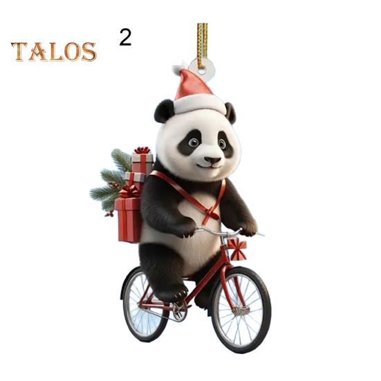 Рождественский кулон для автомобиля в форме реалистичной ездящей панды, легкий подвесной аксессуар для рождественских елок, дверей, окон, подвесной орнамент, сумка или