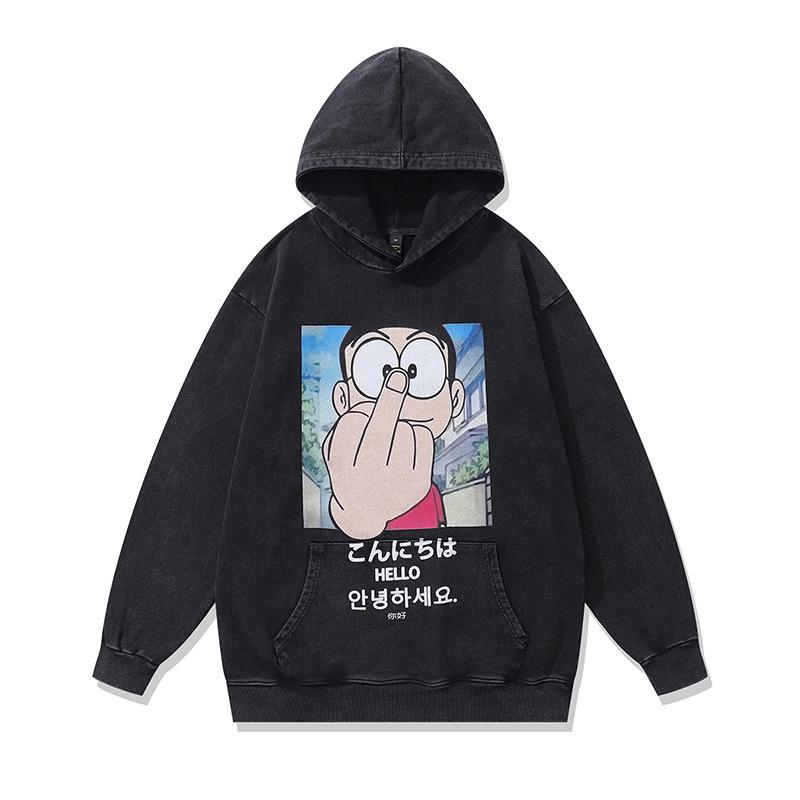 Американский Ретро Жареный Цвет Худи с Капюшоном Billie Цифровая Прямая Печать Стираный Худи из Чистого Хлопка Мужской