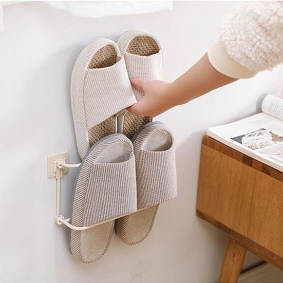 Полка для обуви Yousheng Складная полка для тапочек в ванной комнате Настенный органайзер для обуви без перфорации, легкий доступ и экономия места
