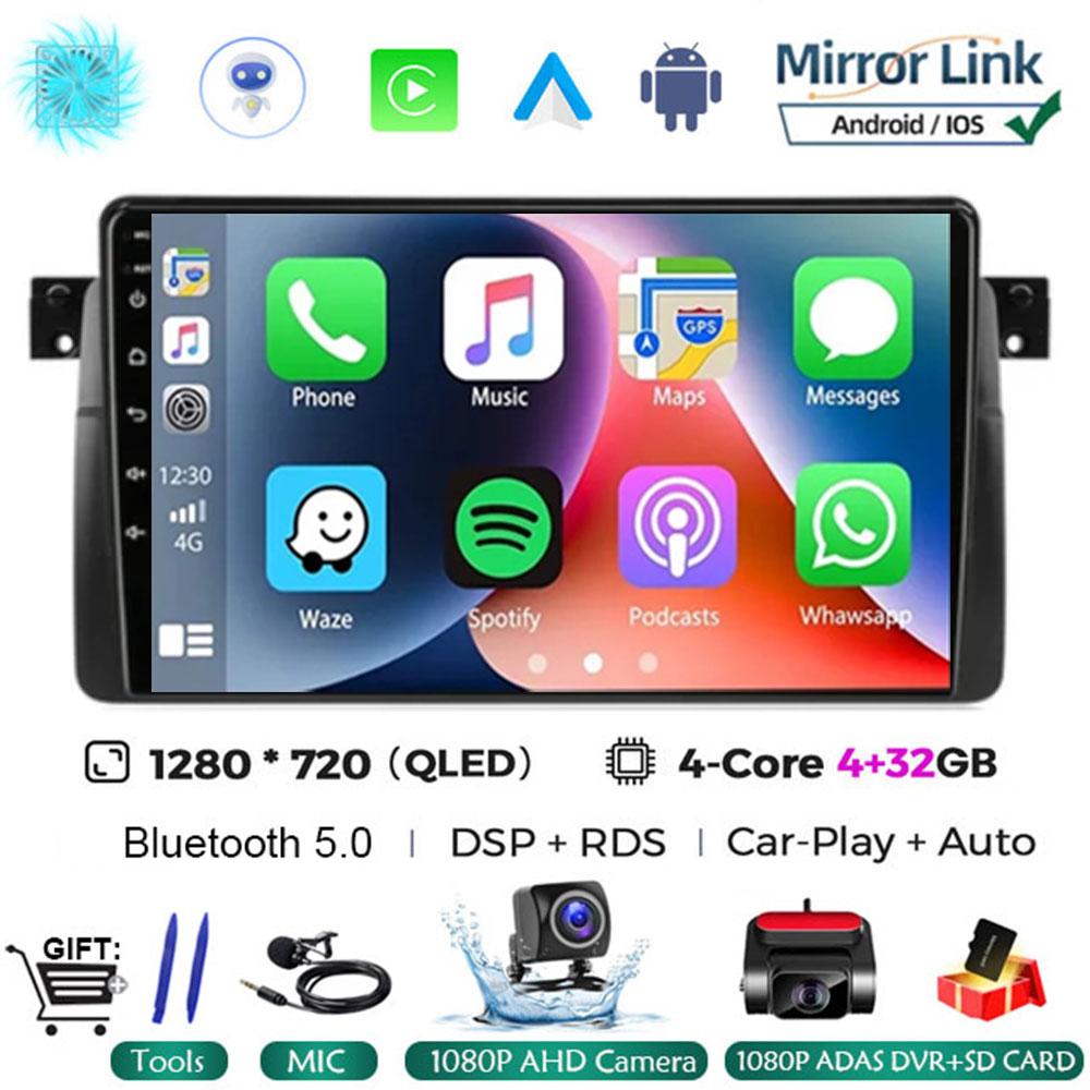 Android 14 Carplay WIFI+4G для BMW E46 M3 1998-2006 Автомобильный Радио Мультимедиа Видео Плеер Стерео GPS DPS Головное Устройство 360 Камера BT
