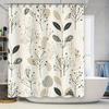 Modern Bathroom Shower Curtain Set Elegant Plant Pattern Decorative Shower Curtains for Home Bathrooms – White Black Beige Color