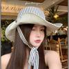Spring and Autumn ins Fresh Striped Fisherman Hat Women's Casual Versatile Windproof Mountaineering Hat Show Washbasin Hat