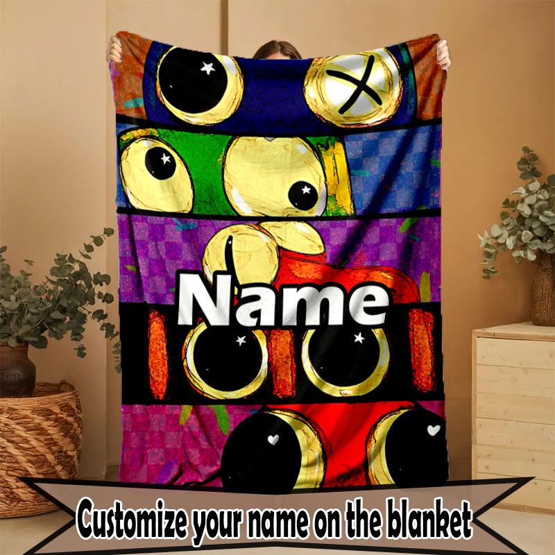 Custom Name Personalized Game Rainbow Friends Print Blanket, Home Decor, Bedroom, Sofa, Camping, Couch, Gifts for Birthday Christmas