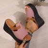 Summer Womens One Word Slides With Thick Pu Upper And Rubber Sole For Casual Wear