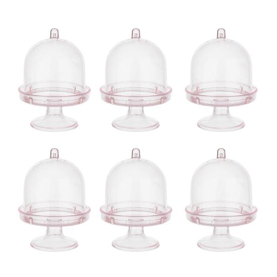 Мини-подставка для торта из пластика с купольной крышкой, прозрачная подставка для десертов и кексов, тарелка для шоколадных конфет, для дня рождения, праздника, детского душа, чаепития