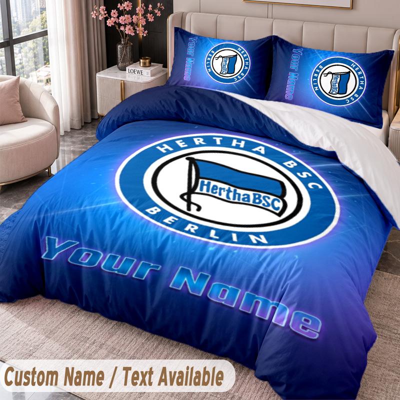 hertha bsc Printed Bedding Set Custom Name Text 1 Duvet Cover 2 Pillowcases For Bedroom