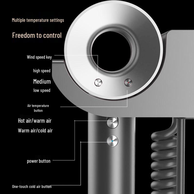 High-Speed Wall-Mounted Hair Dryer with Negative Ion Technology - Silent, Brushless Motor, High Power, Gentle on Hair.