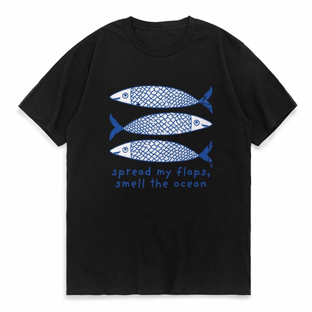 Funny Vingtae Fish Graphic T Shirts Men Women Harajuku Short Sleeve tshirt Clothing Printed Casual Tee fashion summer oneck tee