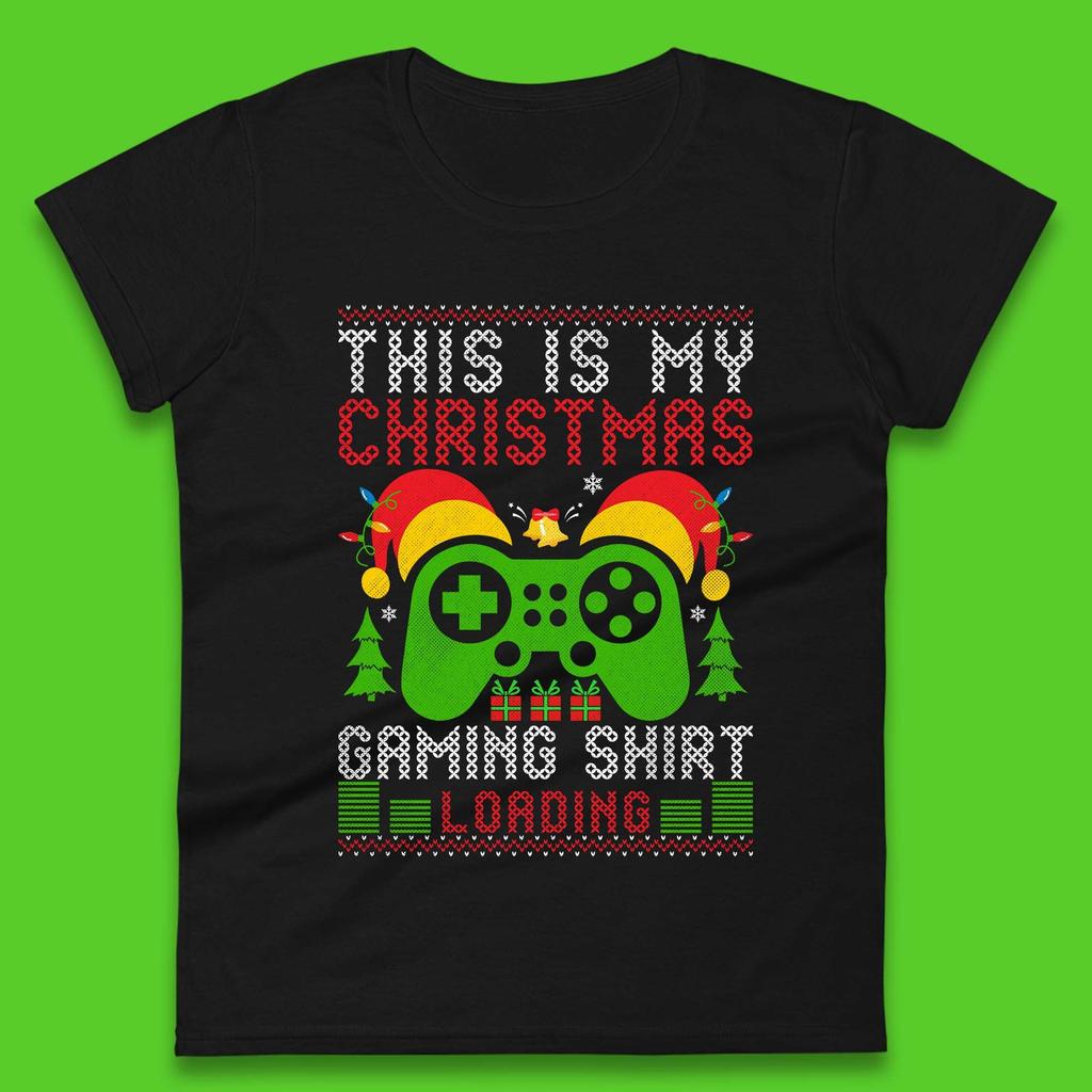 Loading Gamer Christmas Womens T-Shirt Mens Tops Tees Unisex