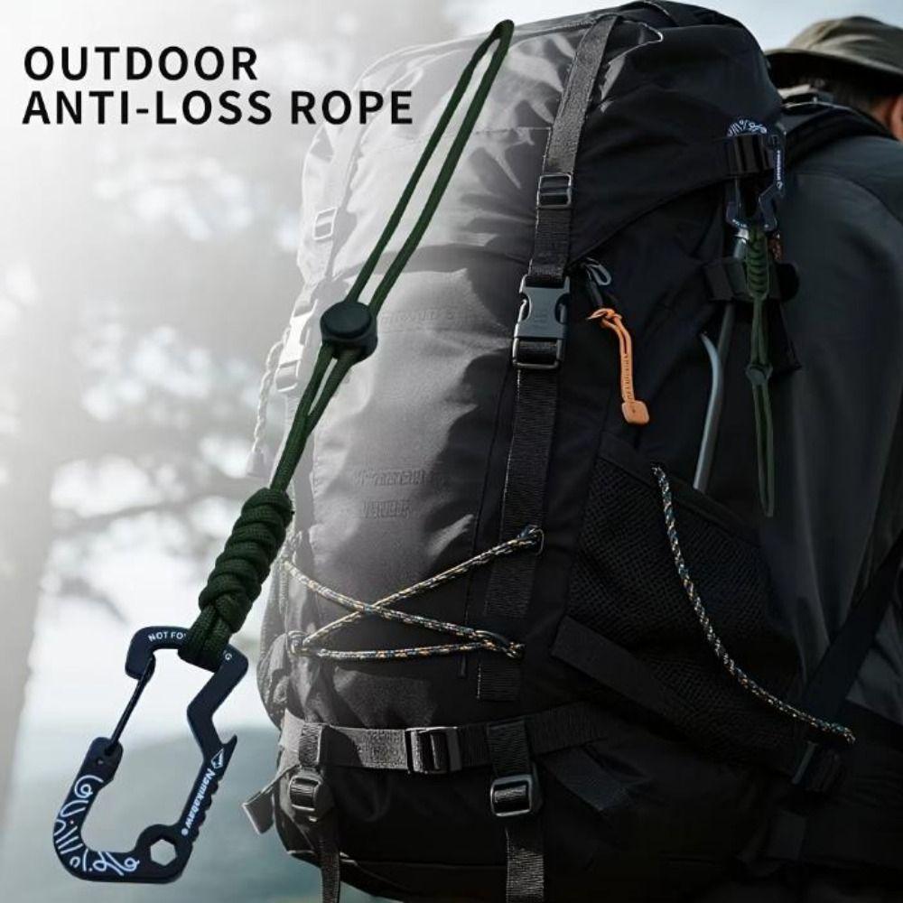 2Colors Outdoor Hook Carabiner with Paracord Keychain Quick Hanging Buckle  for Camping Hiking