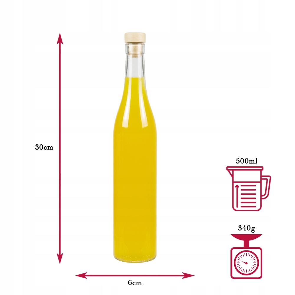 10x ROSA Bottles 500 ml glass bottle with cork for tinctures, wine, moonshine