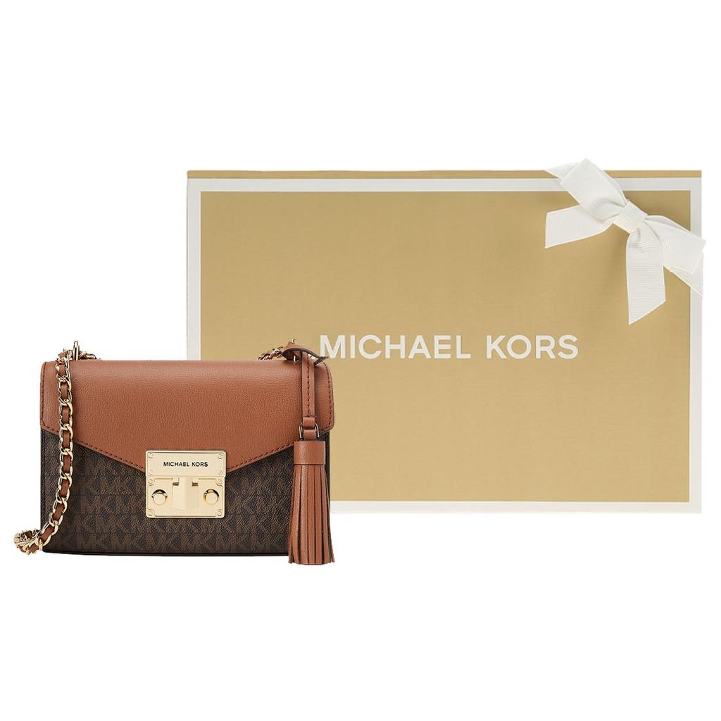 Michael Kors Классическая сумка на плечо через плечо из кожи с монограммой, кисточкой и цветовыми блоками, модная, для commutes, маленькая, женская, 35T0GXOC1B-200