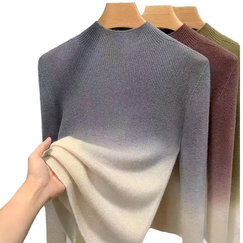 Женский трикотажный базовый слой с градиентным полуворотом выглядит стройнее осенью и зимой и носится с большим эластичным базовым слоем