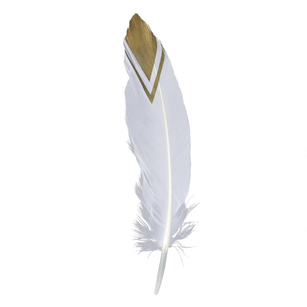 Natural Gold Dipped Feathers White Goose Plume for DIY Crafts Jewelry Making Handicraft Party Gift Box Cake Decoration