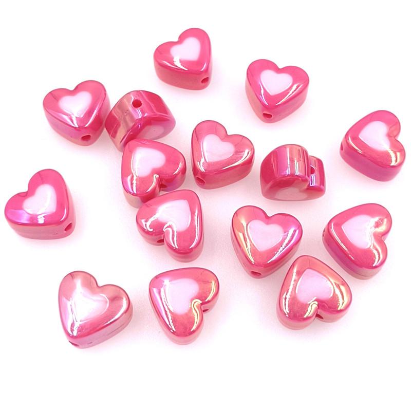 10 шт. темная серия с УФ-покрытием, два цвета, 3D акриловые бусины в форме сердца любви, свободные бусины, аксессуары ручной работы для изготовления ювелирных изделий