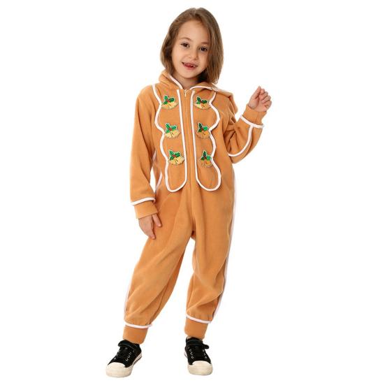 Christmas Onesie Costume for Kids Gingerbread Man/Santa/Green Elf Cosplay Outfit Unisex Plush Bodysuit for Halloween Christmas Carnival Festival
