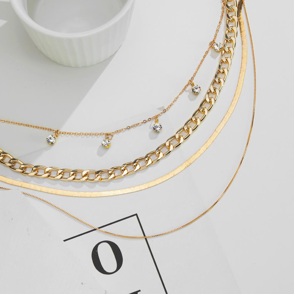 Новая цепочка для свитера, ожерелье из 4 предметов для девочек, элегантный комплект цепочек для свитера, ювелирные изделия, модное роскошное женское ожерелье с вырезом, пара пара
