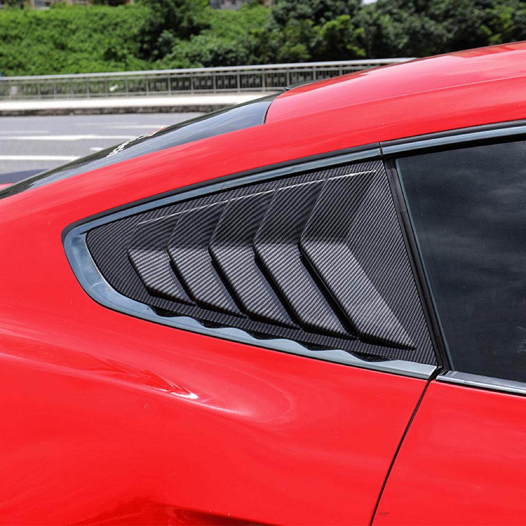 Fit For Ford Mustang 2015-2020 Car Rear Louver Window Side Shutter Cover Trim Sticker Vent Scoop ABS Carbon Fiber Black