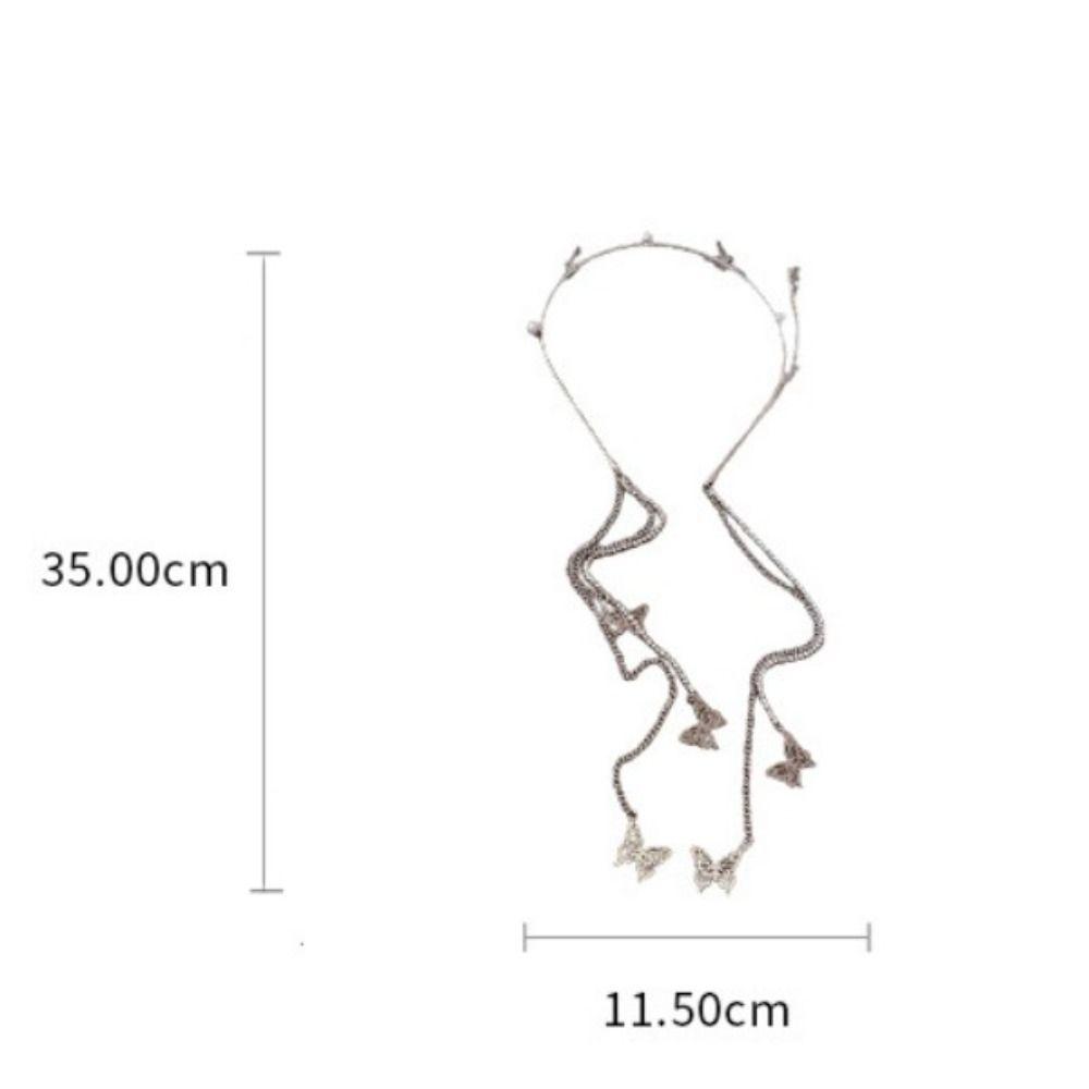 Rhinestone Tassel Pearl Hair Hoop Woman Tiara Butterfly Headband Headband Headdress