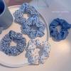 Versatile Blue Polka Dot Floral Plaid Scrunchie Hair Tie