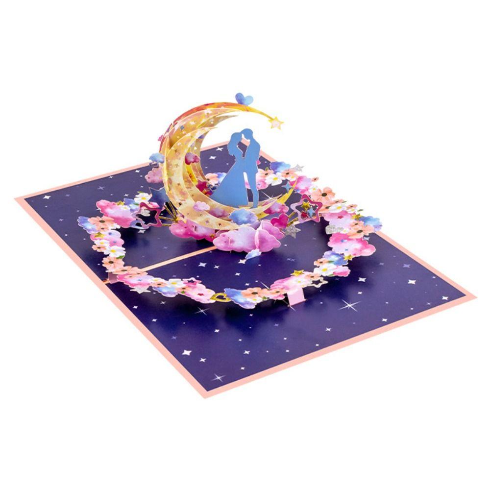 Romantic 3D Heart Tree Card with Envelope Moon Wedding Cards Valentines Day Greeting Cards Gifts