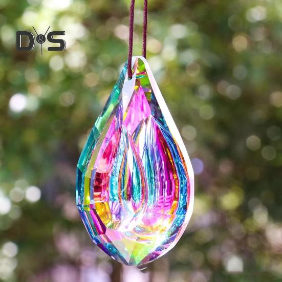 Faux Crystal Prism Sun Catcher Decoration Indoor Outdoor Garden Window Hanging Rainbow Maker Clear Waterdrop Hanging Ornament Pendant