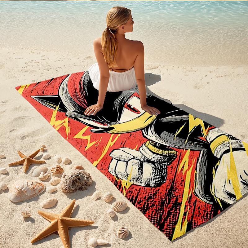 1Pc Shadow Hedgehog Artwork Beach Towel, Quick Dry, Multi-Use for Beach Pool Gym Yoga Home Travel, Christmas, Halloween, Xmas Gift M929328