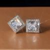 Huitan Luxury Princess Cut CZ Stud Earrings  Color Accessories for Lady's Vintage Party Elegant Versatile Women Earrings