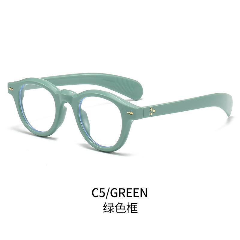 Oval flat glasses, women's eyewear, glasses frame with rivet embellishments
