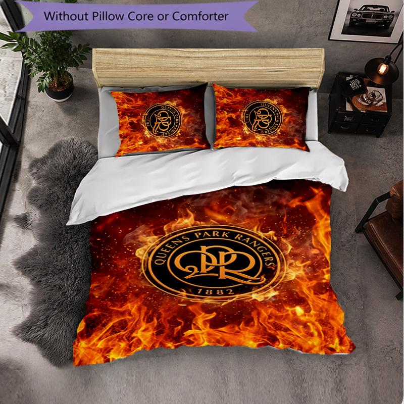 Queens Park Rangers Football 3 Piece Bedding Set Soft Duvet Cover Set with Pillowcases Printed Bedroom Decor Set for Home