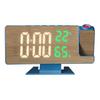 Многофункциональный светодиодный проекционный будильник с деревянным узором и большим экраном, отображением температуры и влажности для домашнего офиса