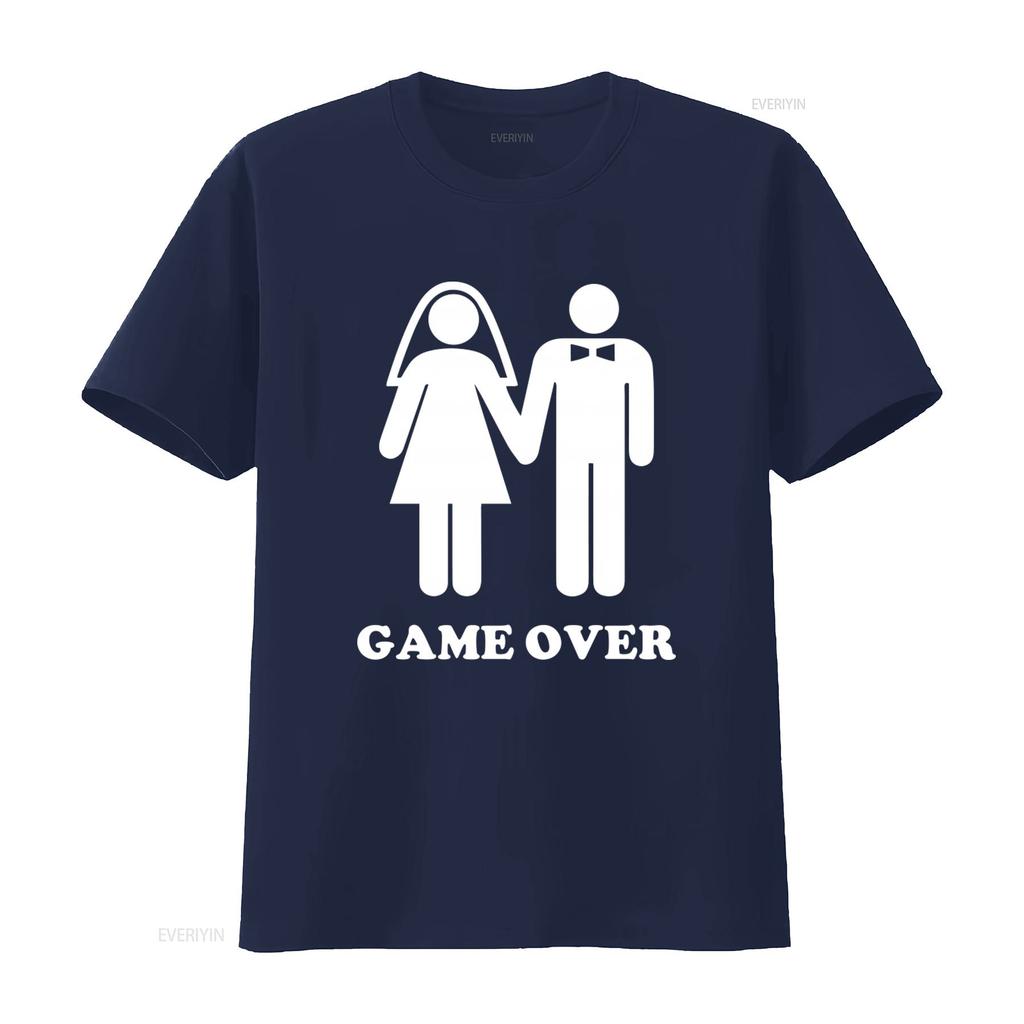 Смешной дизайн Game Over Мужская вечеринка холостяков Мужчины Свадьба Жених Футболка винтажная Стирка дизайнерская одежда Удобная с принтом Повседневная