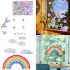Reflective Rainbow Glass Stickers Colorful Flower Decals Sunlight Dispersing Window Films PVC Clings for Home Decors