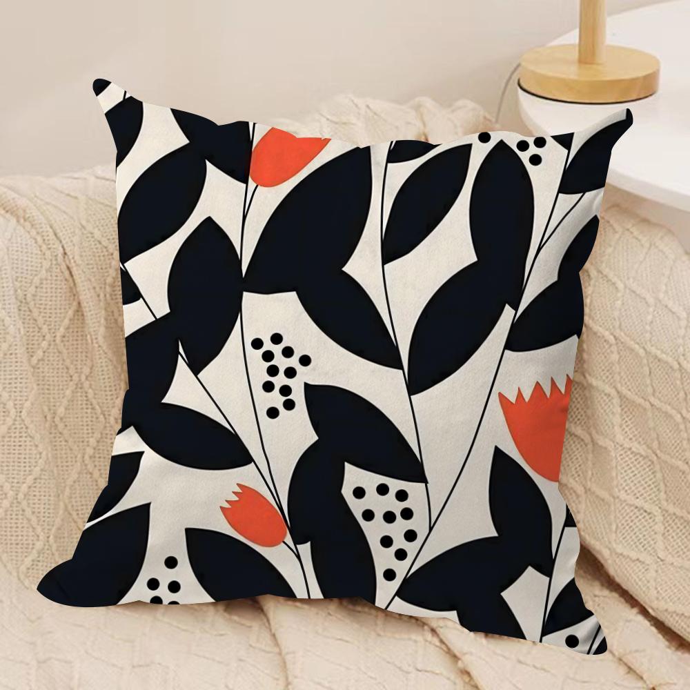 Black Geometric Pattern Cushion Cover Pillowcase Ultra Soft Skin Friendly Fabric Cloud Like Comfort Concealed Zipper