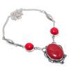 Natural Italian Red Coral Gemstone 925 Sterling Silver Jewelry Necklace 18" R5Z51
