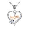 Heart Necklace for Women I Love You Mom Cubic Zirconia Heart Pendant Necklace Mother's Day Birthday Gift for Mom