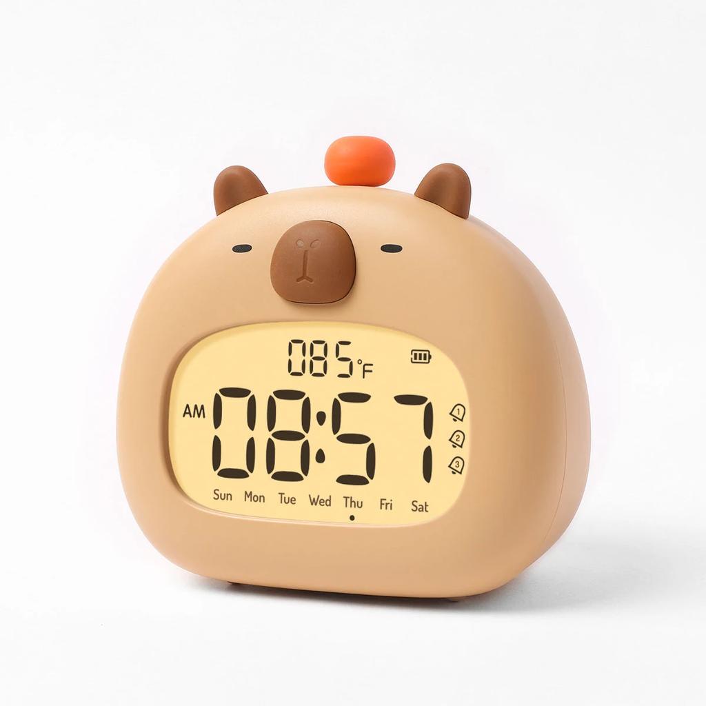 Capybara LED Digital Alarm Clock USB Rechargeable Timer Countdown Bedside Night Lights For Kids Birthday Gift Desk Decor