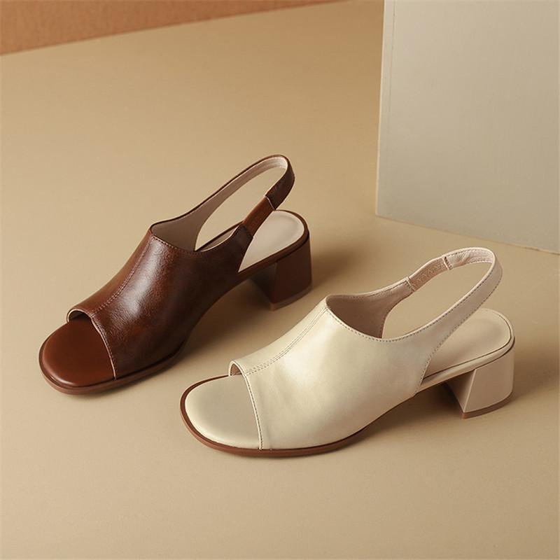 Модные новые летние сандалии из спилка с круглым носком для женщин, сандалии на высоком каблуке, модные ретро сандалии на массивном каблуке, женская обувь