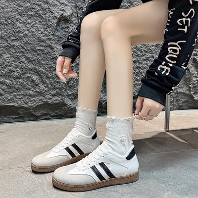 Большой размер осень и зима новые повседневные плоские сочетание цветов ретро спортивные вельветовые кеды белые туфли женские