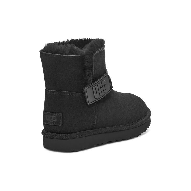 (WMNS) UGG Mini Bailey Graphic Logo Strap Boots 'Black' Women's 1137073-BLK