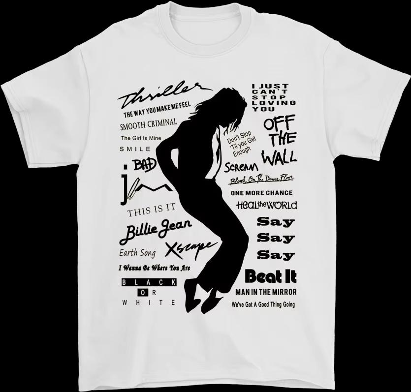 Новая черная или белая футболка Michael Jackson MJ Новая унисекс футболка унисекс с круглым вырезом хлопковая с коротким рукавом оверсайз Y2k Популярная модная футболка