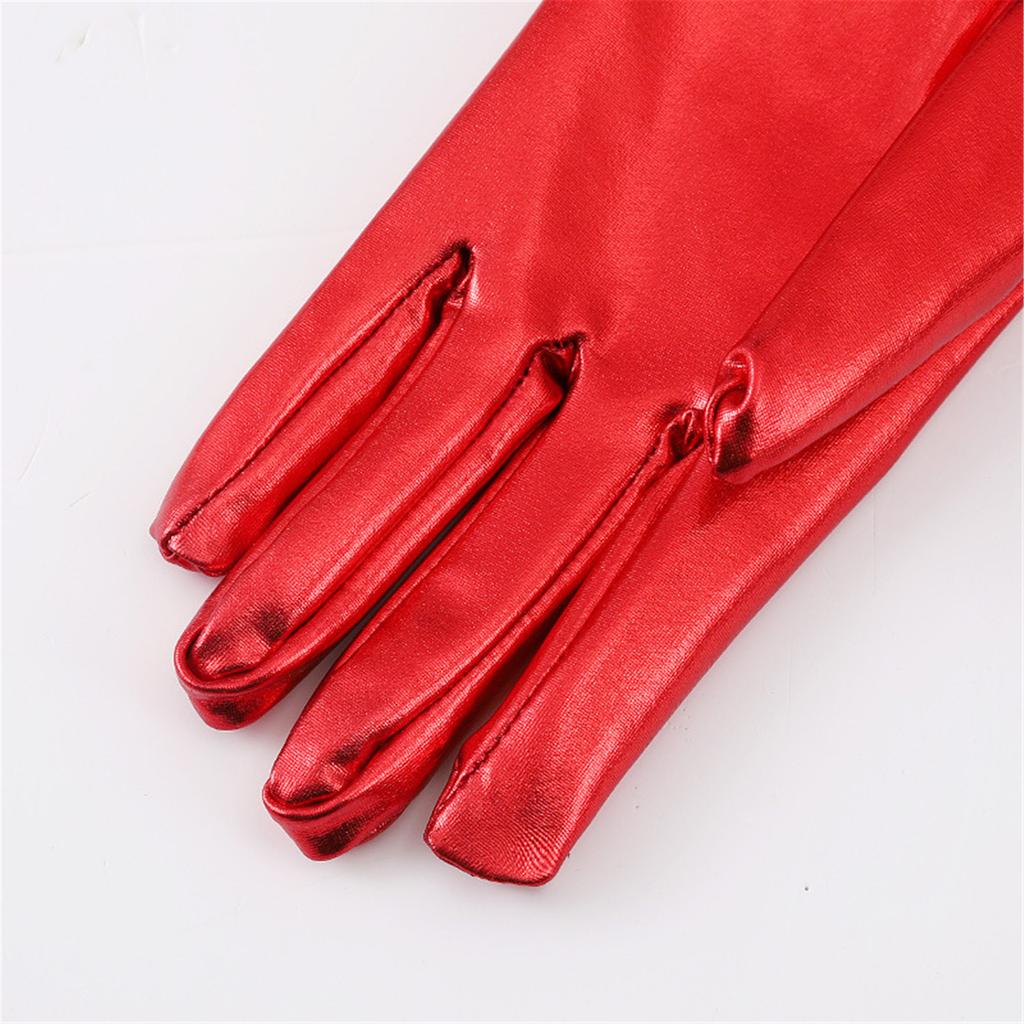 Metallic Gloves Nightclub Dancing Gloves Christmas Party Accessory Full Finger Stretchy Gloves for Concert Opera