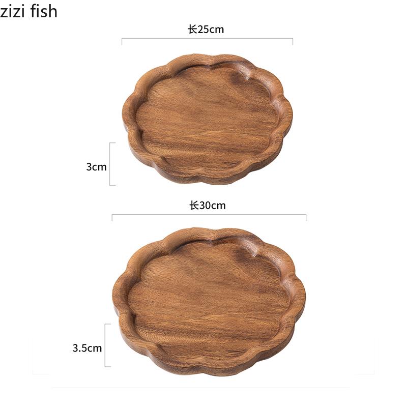 Тарелка в форме цветка из орехового дерева Ресторанная тарелка для пиццы Тарелка для стейка Десертное блюдо Фруктовые тарелки Молекулярная пищевая специальная посуда
