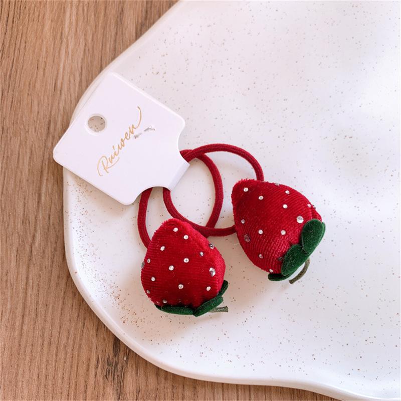 Милая клубничная резинка для волос, кольцо, детский подарок, для девочки, эластичная резинка для волос, аксессуары, головной убор, украшение
