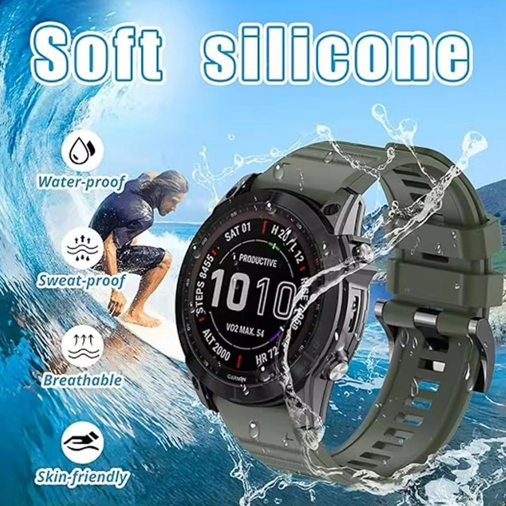 22 мм 26 мм Резиновый ремешок для Garmin Fenix 8pro 47 мм 51 мм E 7X 7 6X 6 5 3HR/Forerunner 970 965/Instinct 3 2X QuickFit Официальный ремешок