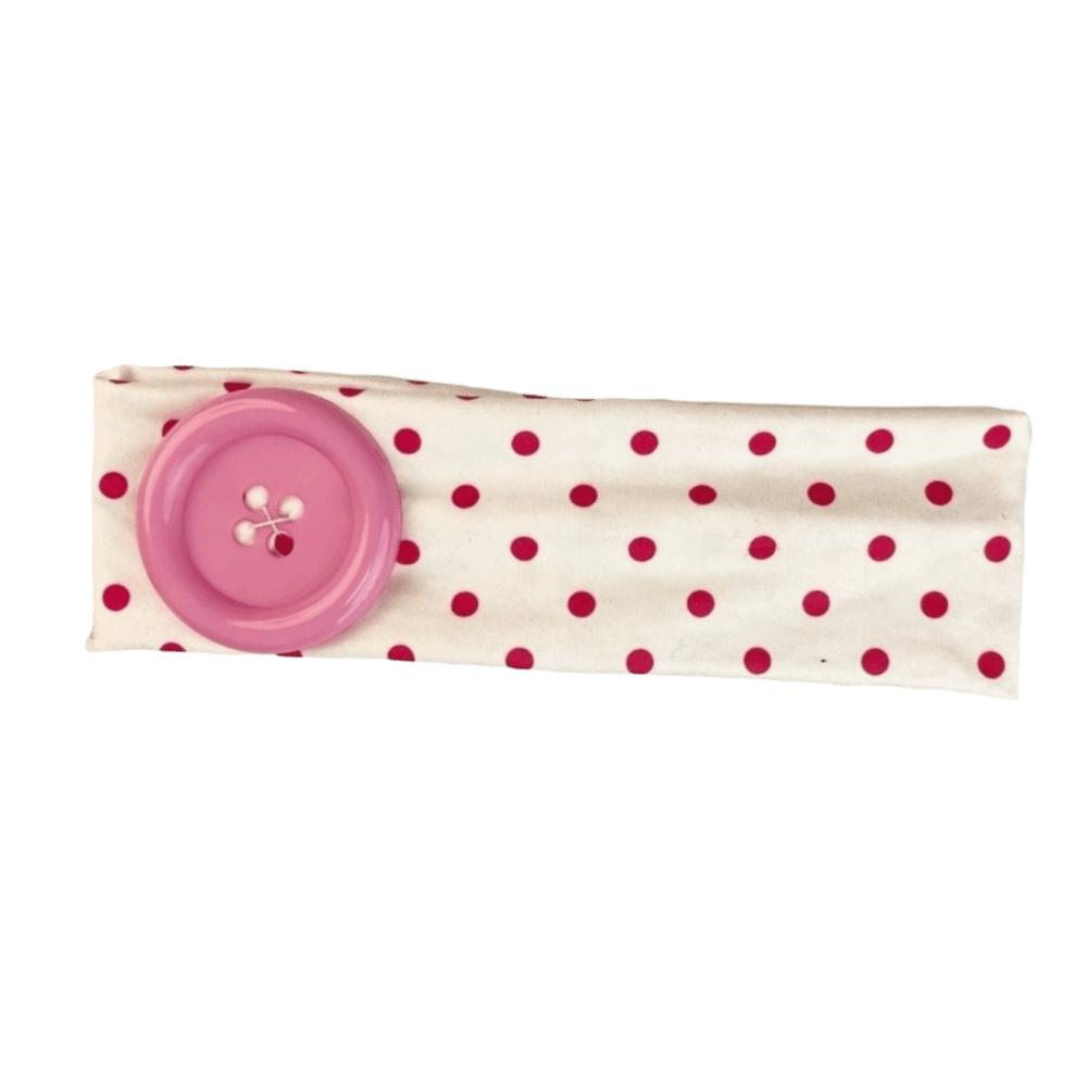 Dopamine Color Elastic Head Wrap Large Button Yoga Hairband Fashionable Polka Dot Headband Daily