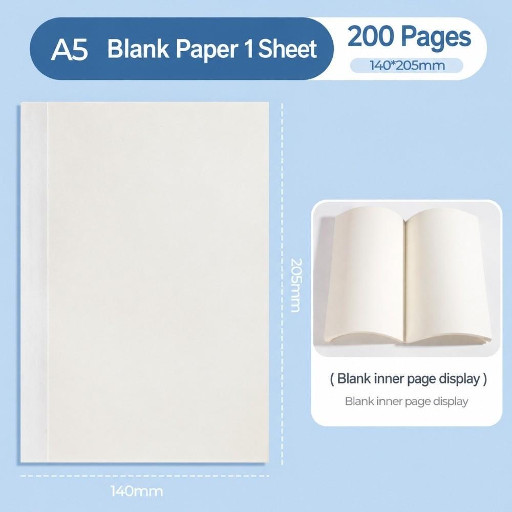A5 Notebook Refill Blank / Lined 200 Pages Sketch Paper Replacement Insert Sketch Draft Design Inner Page Replacement Writing