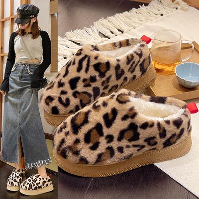 Модные женские пушистые домашние тапочки, мягкие, удобные, с леопардовым узором, домашние тапочки, модные дизайнерские теплые зимние ботинки с леопардовым мехом